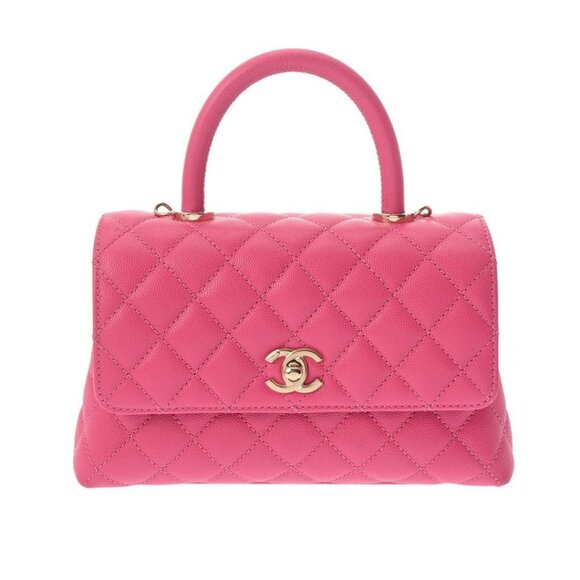 Authentic CHANEL Lambskin Quilted XS Mini Top Handle Rectangular Flap Bag Pink - Picture 2 of 11